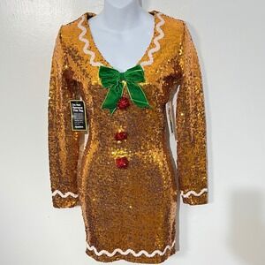 Tipsy Elves Gingerbread Full Sequin‎ Dress Women's  Size XS NEW